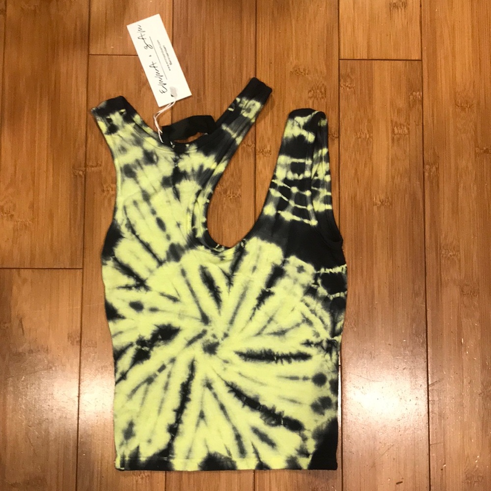 BRAND NEW Green Tie-Dye Shoulder Cut Out Tank